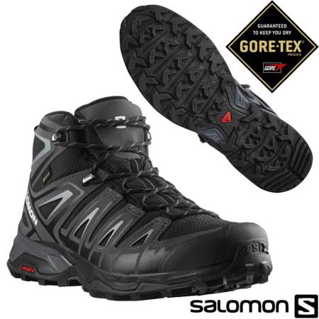 【索羅門 SALOMON】男XUltra Pioneer MidGTX防水透氣耐磨中筒登山鞋/471703 黑/磁灰/灰✿30E010